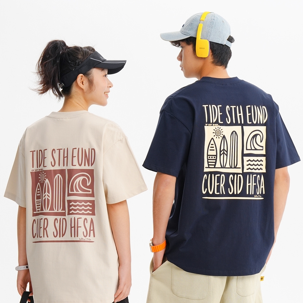 6M19 衝浪風印花塗鴉短棉TEE 四色