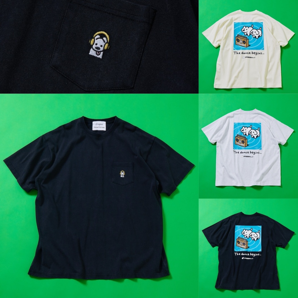預購┃聯名 Matsui × FREAK'S STORE 松井 跳舞 音樂 狗狗 口袋 短T 短袖