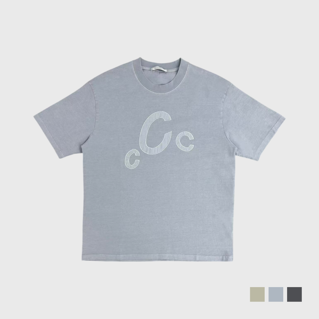 CCC斜紋貼布短T