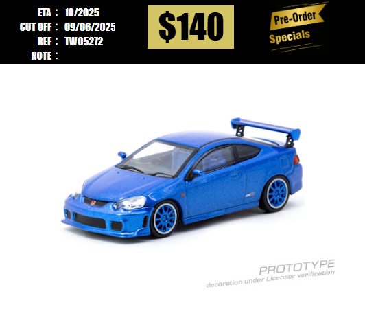 PO-$140 * TARMAC * 1:64 Honda Integra TYPE R DC5 Custom Blue Metallic [OD27/05]