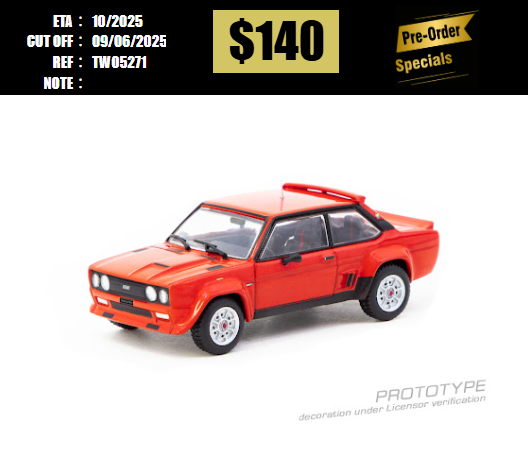 PO-$140 * TARMAC * 1:64 FIAT 131 ABARTH Rally Stradale Red [OD27/05]