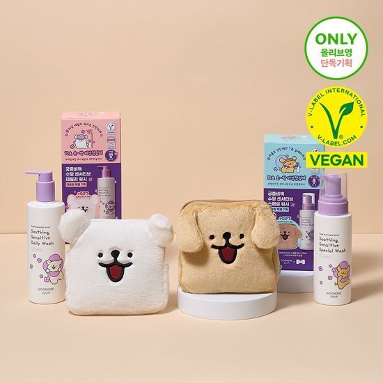 《Olive young連線》GOONGBE x 線條小狗 Soothing Sensitive Special Wash For Woman 300ml Set (+Pouch)