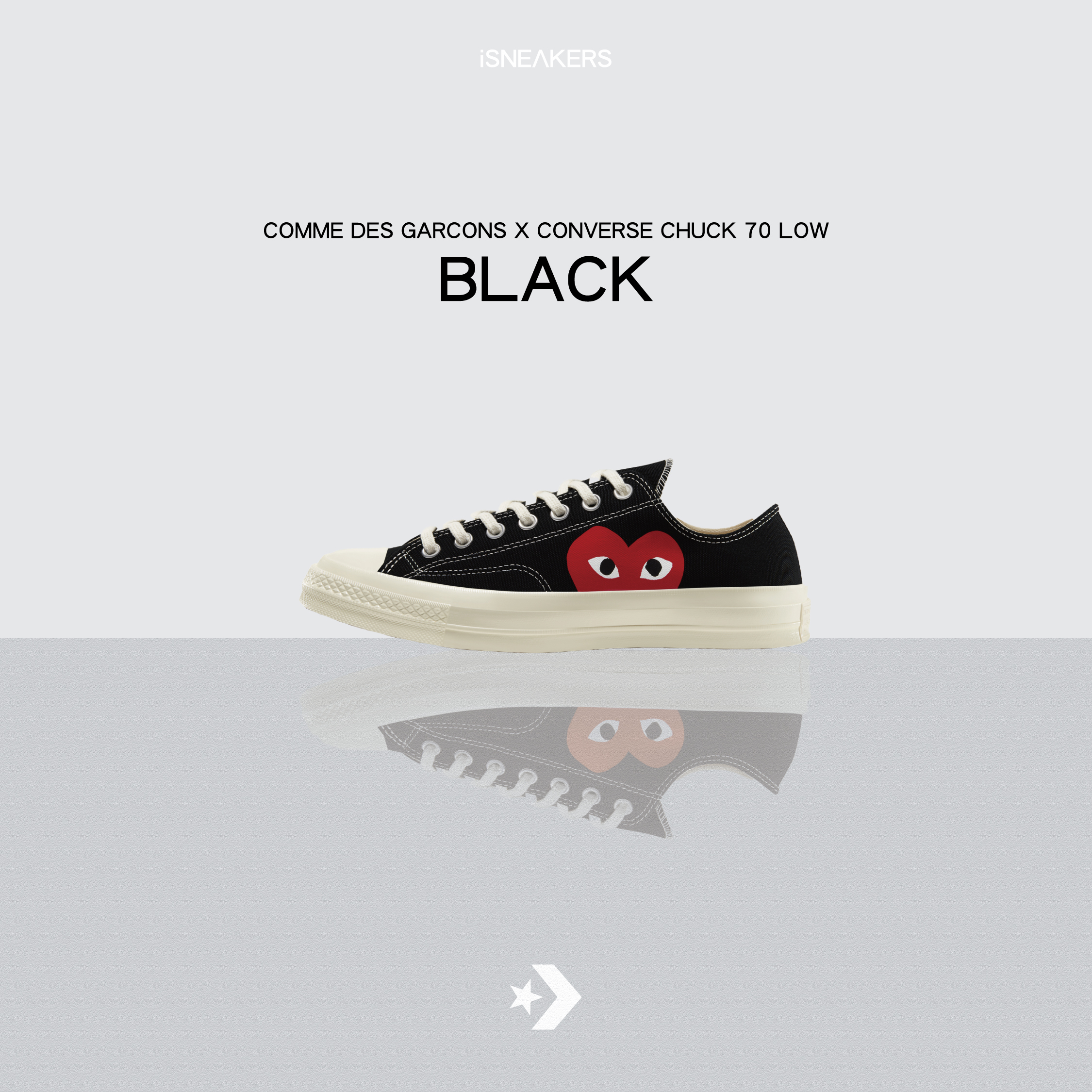 iSNEAKERS｜Comme des Garçons x Converse Chuck 70 Low "Black" 黑色 A08796C
