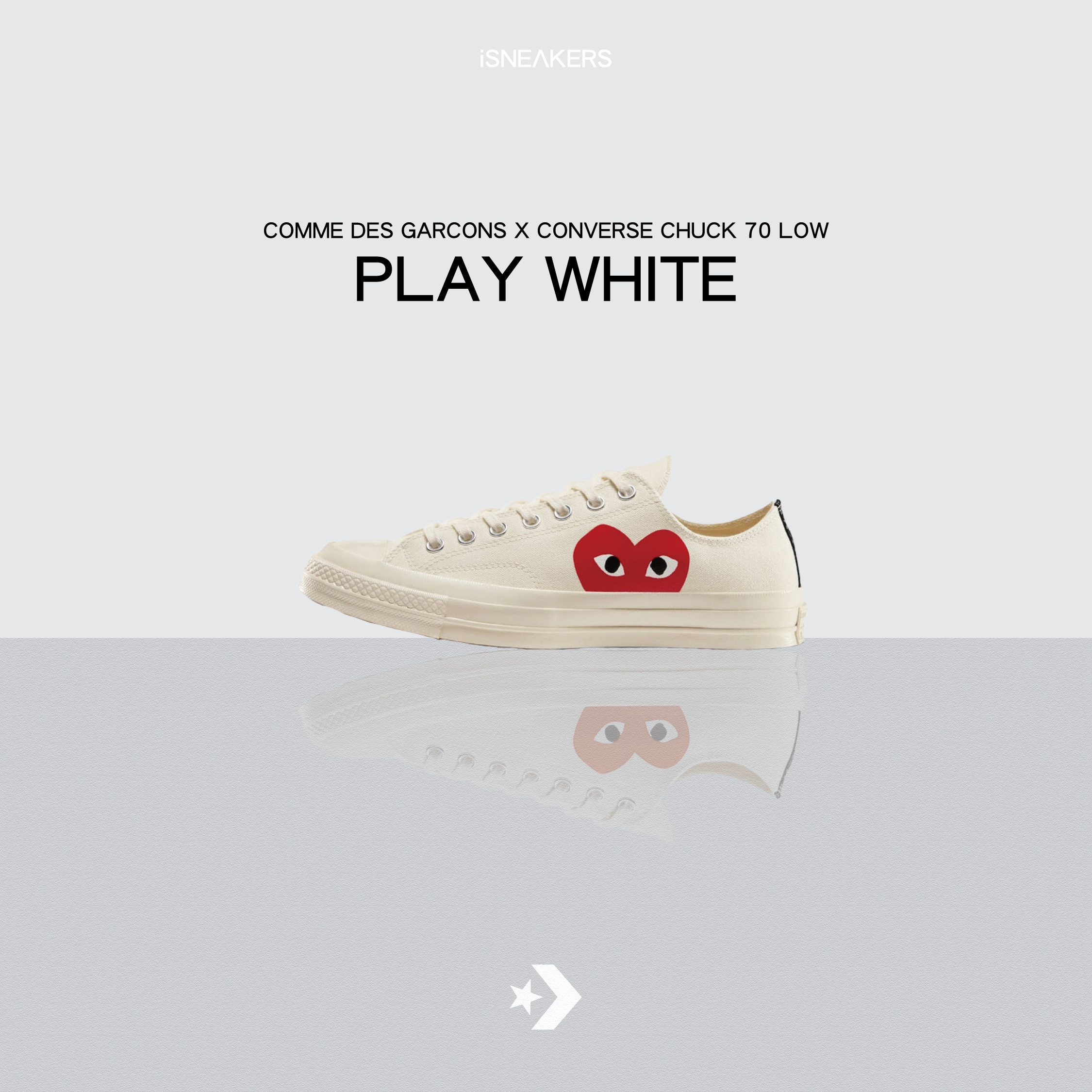 iSNEAKERS｜Comme des Garçons x Converse Chuck 70 Low "PLAY White" 白色 A08795C