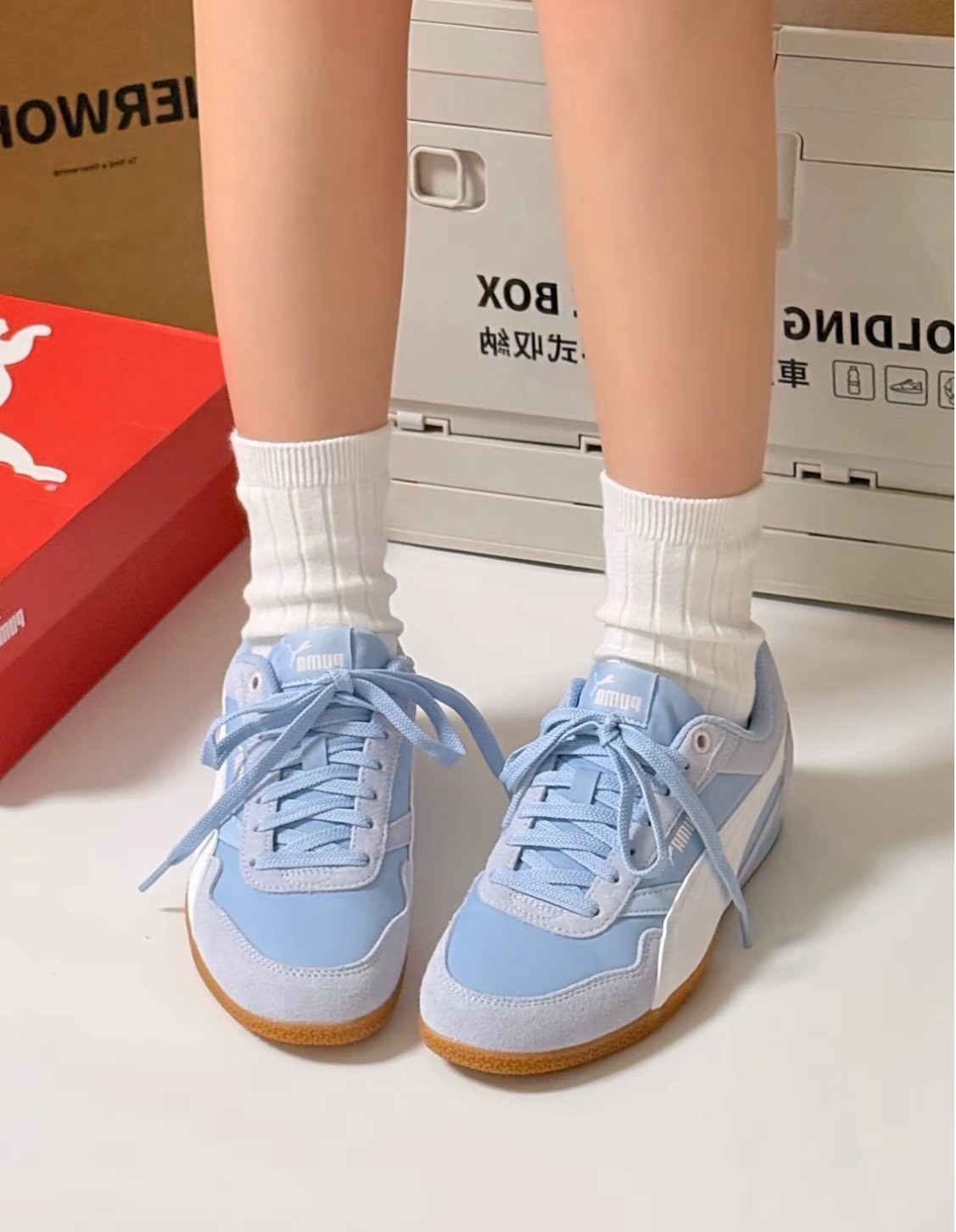 PUMA BELLA DONNA 藍白薄底板鞋（女款）