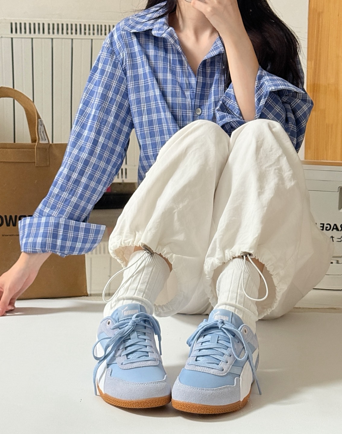 PUMA BELLA DONNA 藍白薄底板鞋（女款）