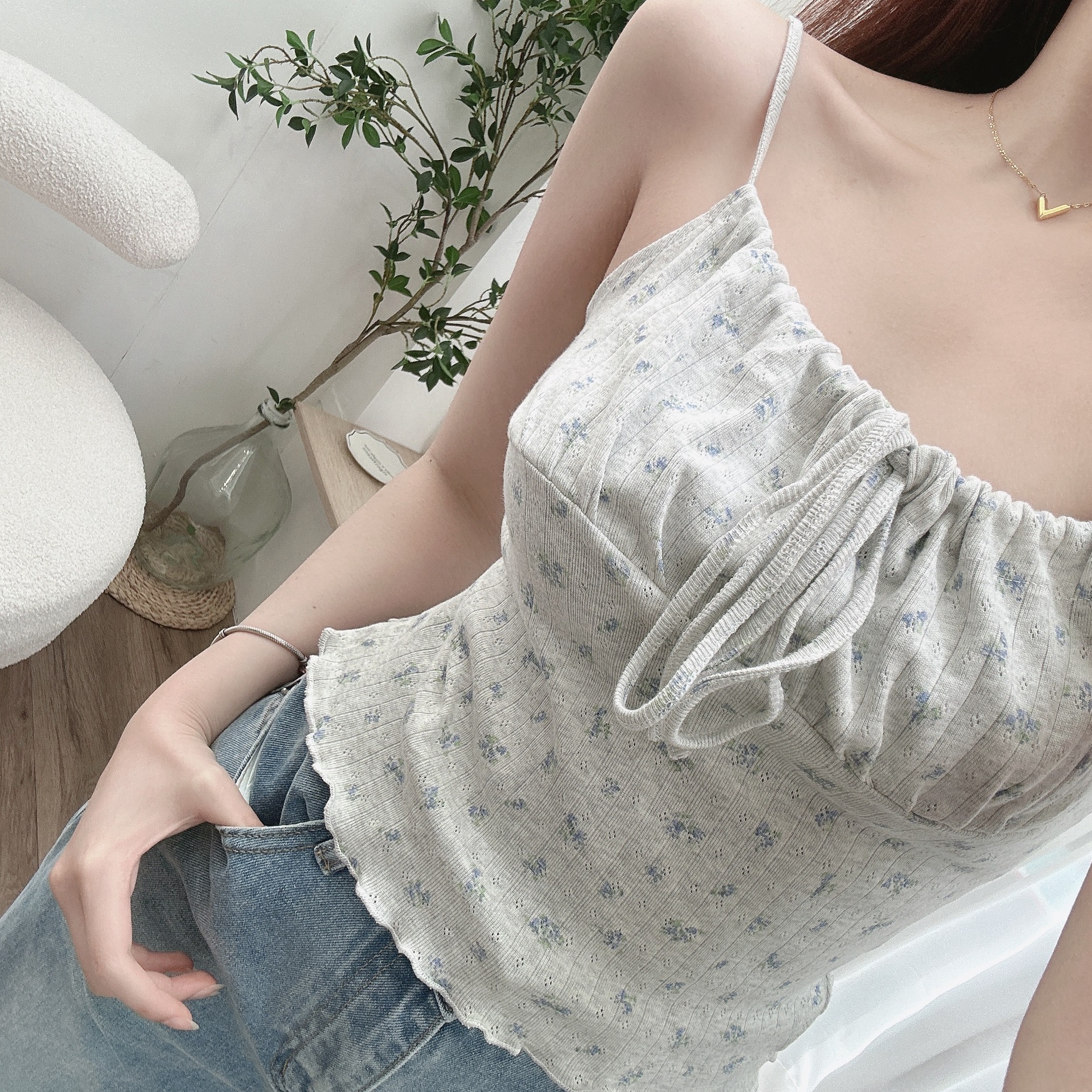 小碎花細肩帶小背心/三色