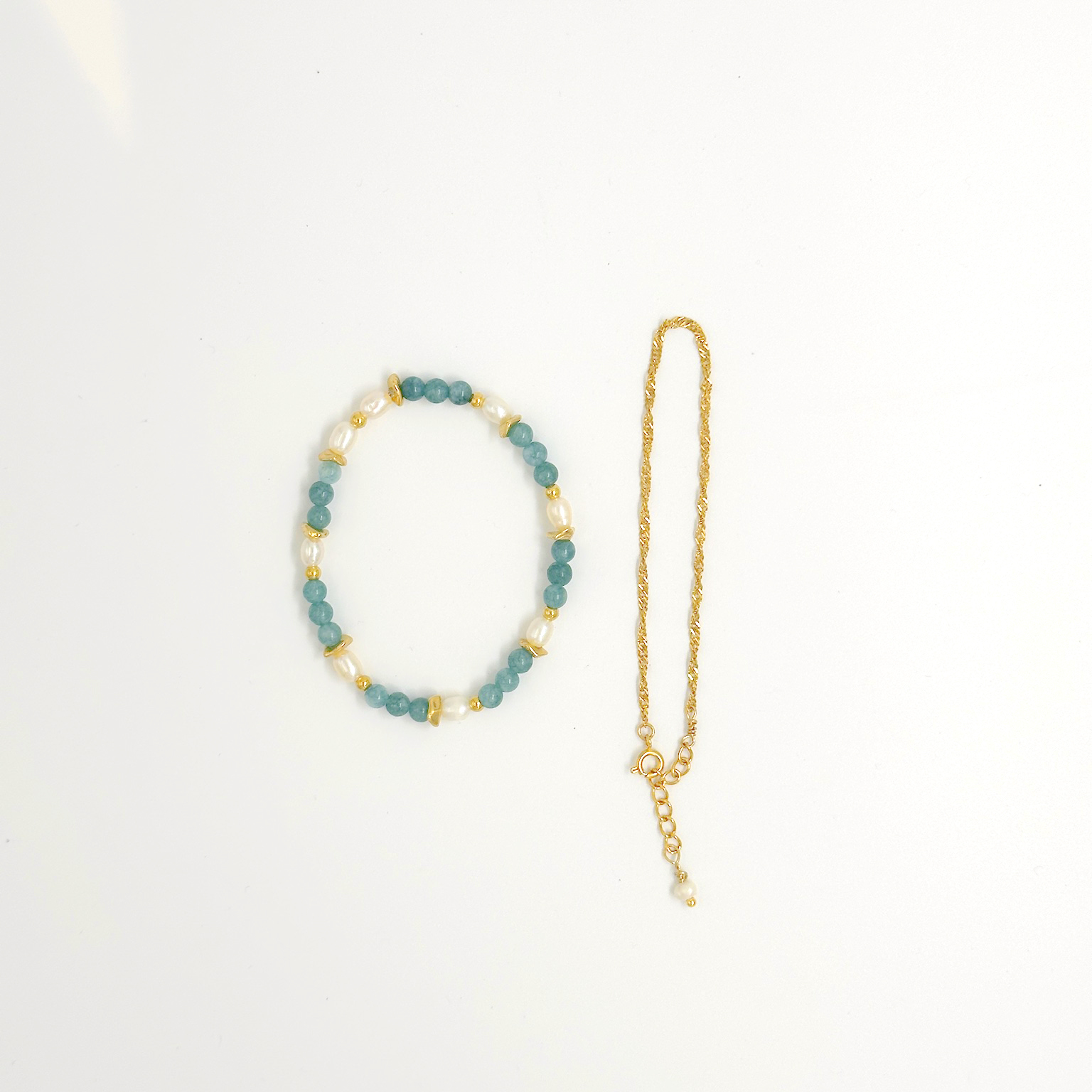 海藍寶珍珠手鍊set