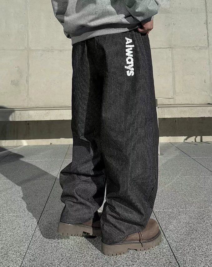 英文字直紋鬆身褲 P3086