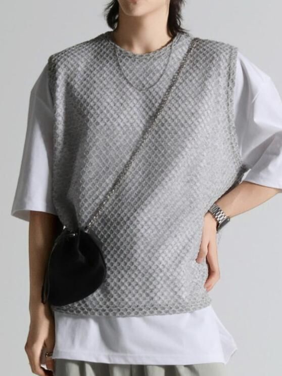 淨色暗紋背心 V1114