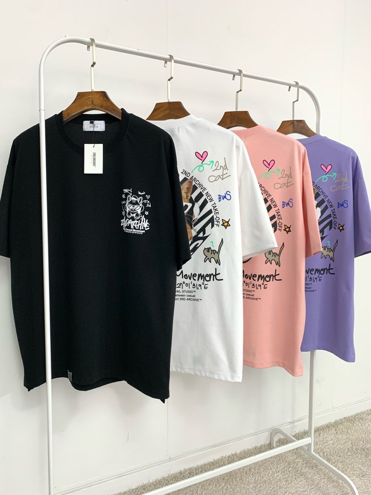 貓仔圖案英文字短袖Tee 2nd-263T