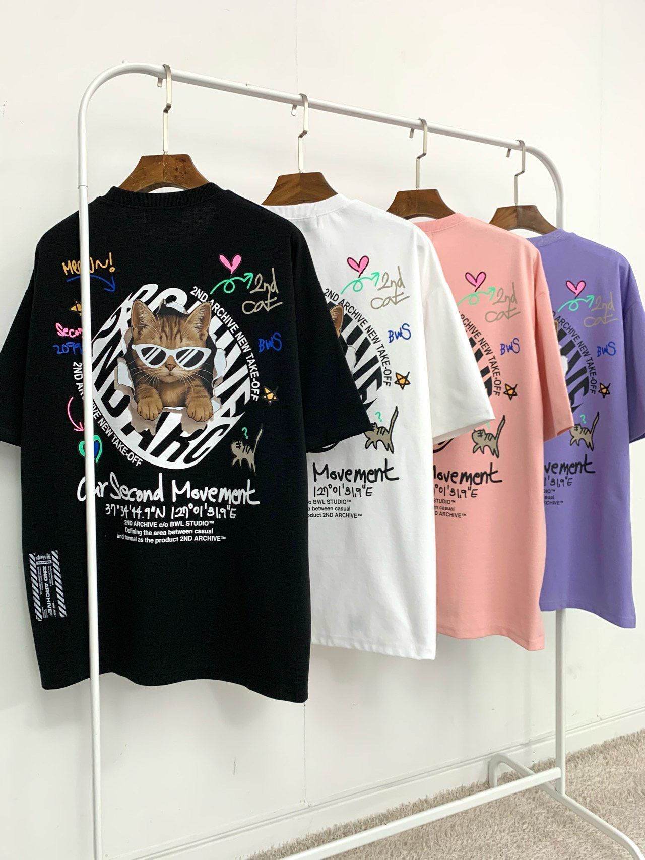 貓仔圖案英文字短袖Tee 2nd-263T
