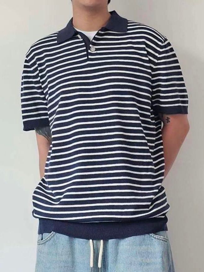 橫間短袖Polo Tee F&c-066T