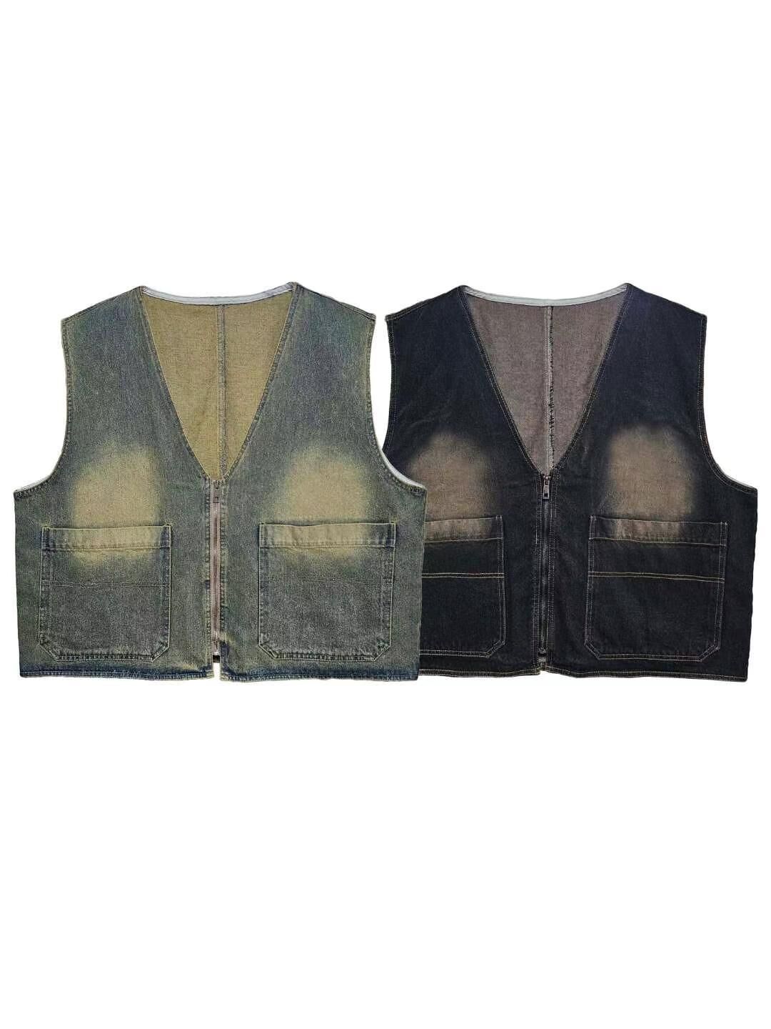 洗水拉鍊牛仔背心褸 F&c-069V