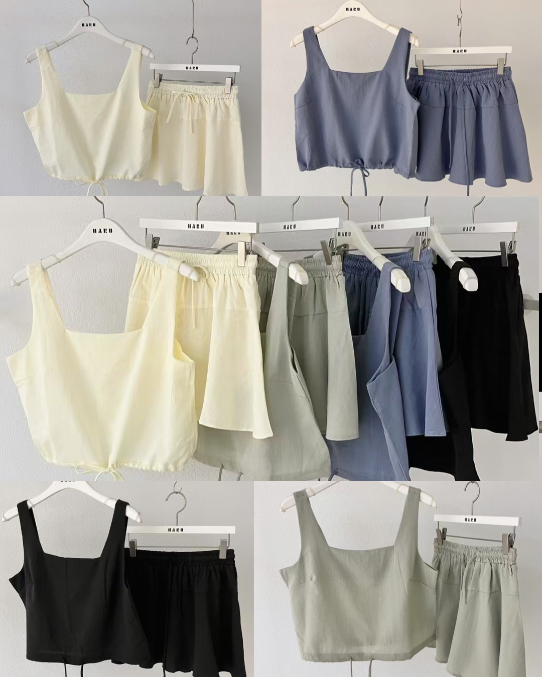 預 購 產 品 丨韓國女裝 - 夏日糖果4色可愛吊帶背心套裝 Made In Korea（ 預計兩星期後發貨 ）