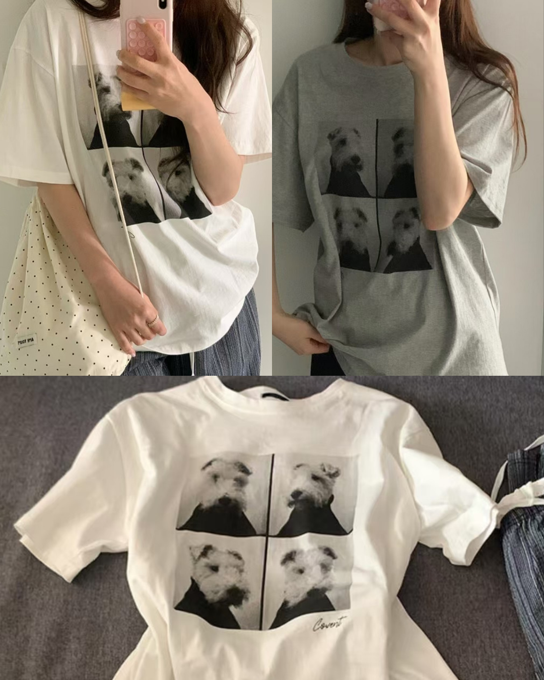 預 購 產 品 丨韓國女裝 -夏日休閑可愛狗狗圖案T恤 Made In Korea（ 預計兩星期後發貨 ）