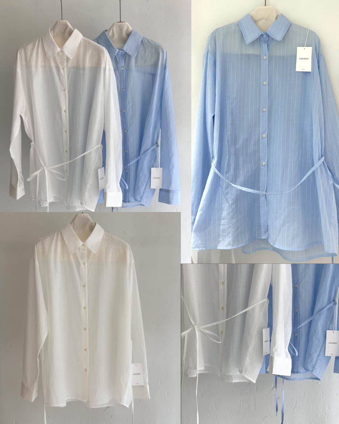 預 購 產 品 丨韓國女裝 -夏日知性休閑間條長袖恤衫 Made In Korea（ 預計兩星期後發貨 ）