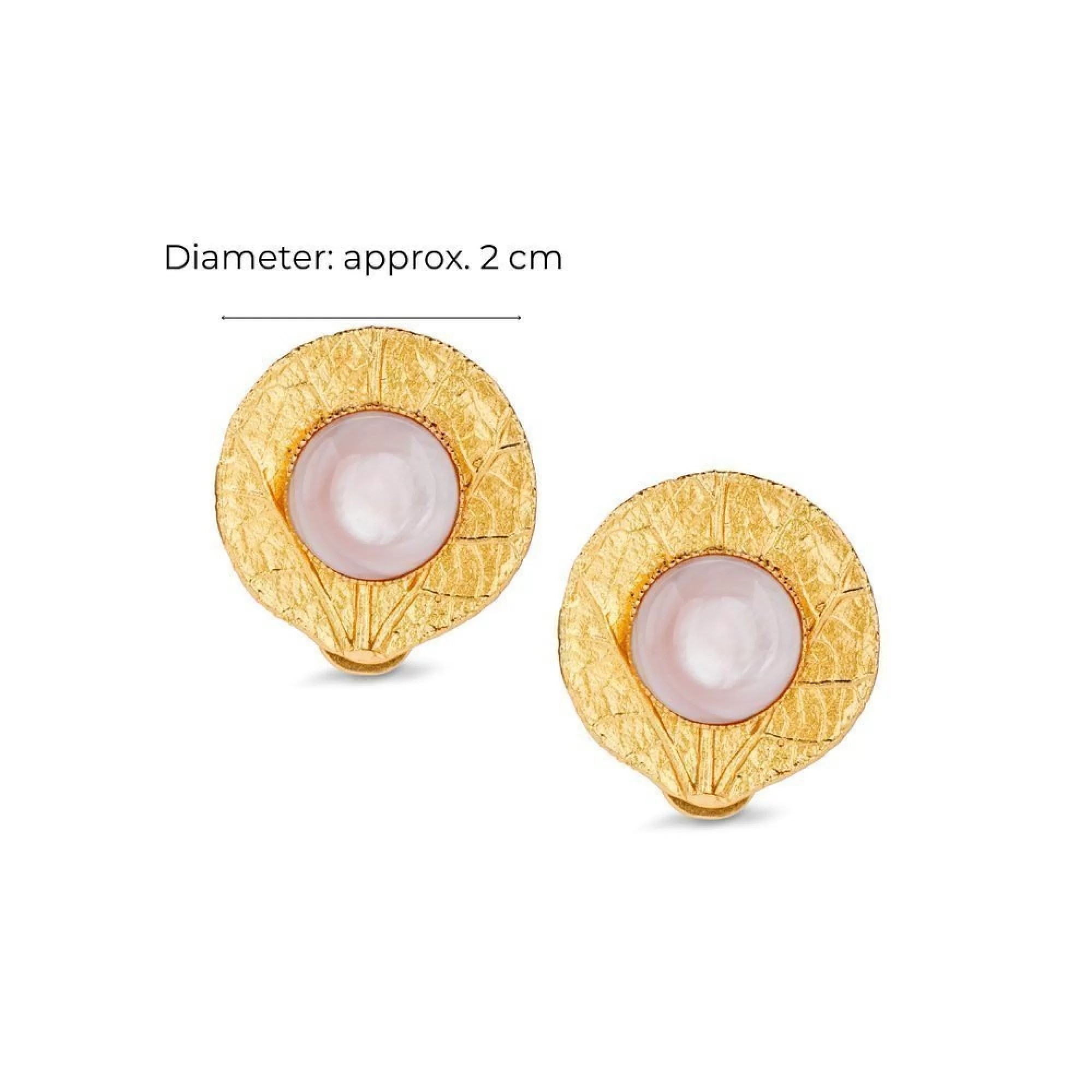 1TA0530-420 [THALLO] Echo Earrings Geometric Clip-Ons 24K Gold Vermeil on Sterling Silver Pink Mop #s551b (EU)