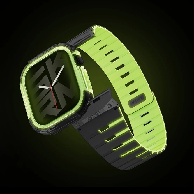 SKINARMA Gemini + Atom Apple Watch Strap + Case 夜光雙色矽膠磁吸錶帶+保護殼組合