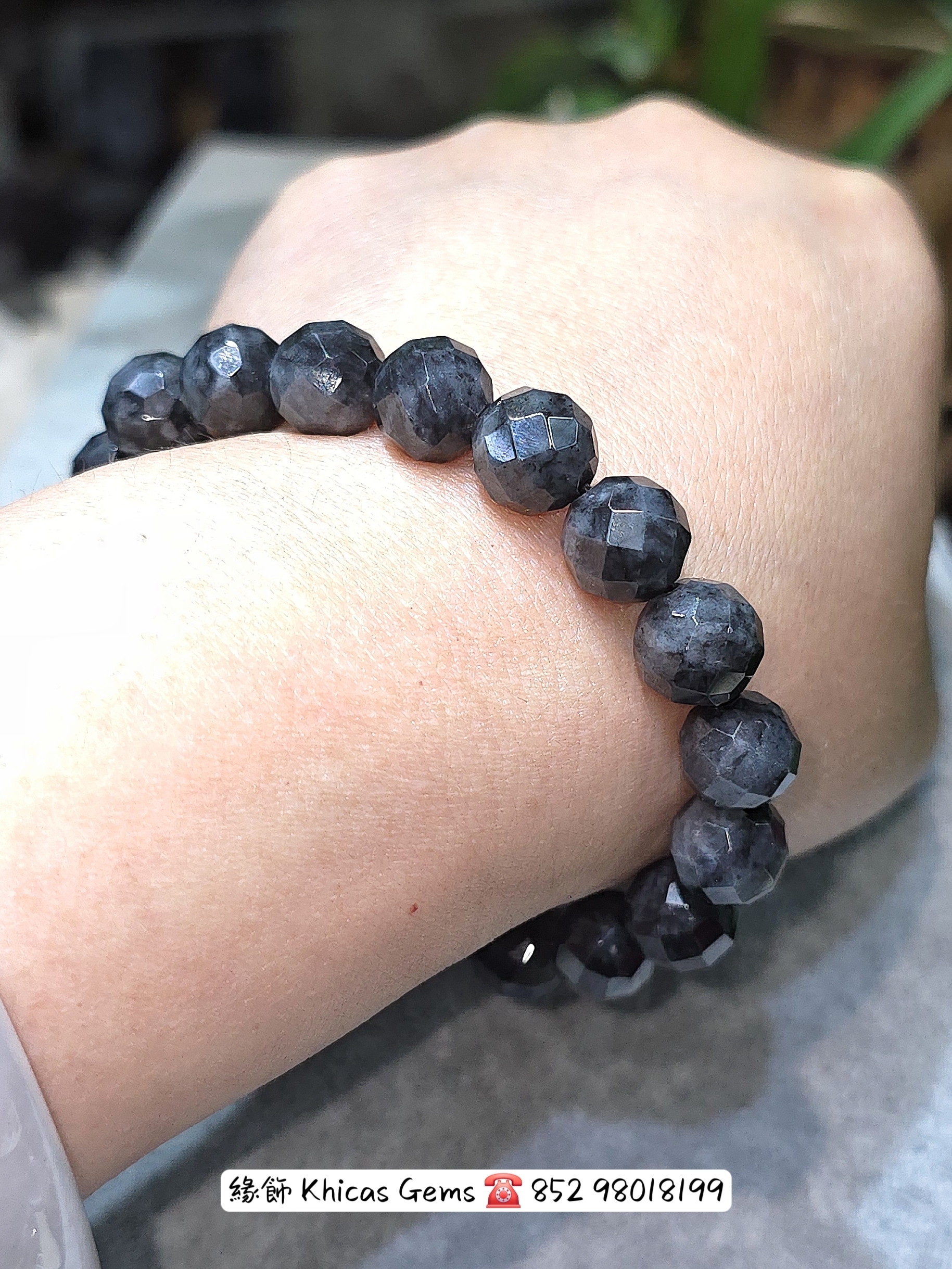 天然冰烏雞黑翡翠手串10.5mm