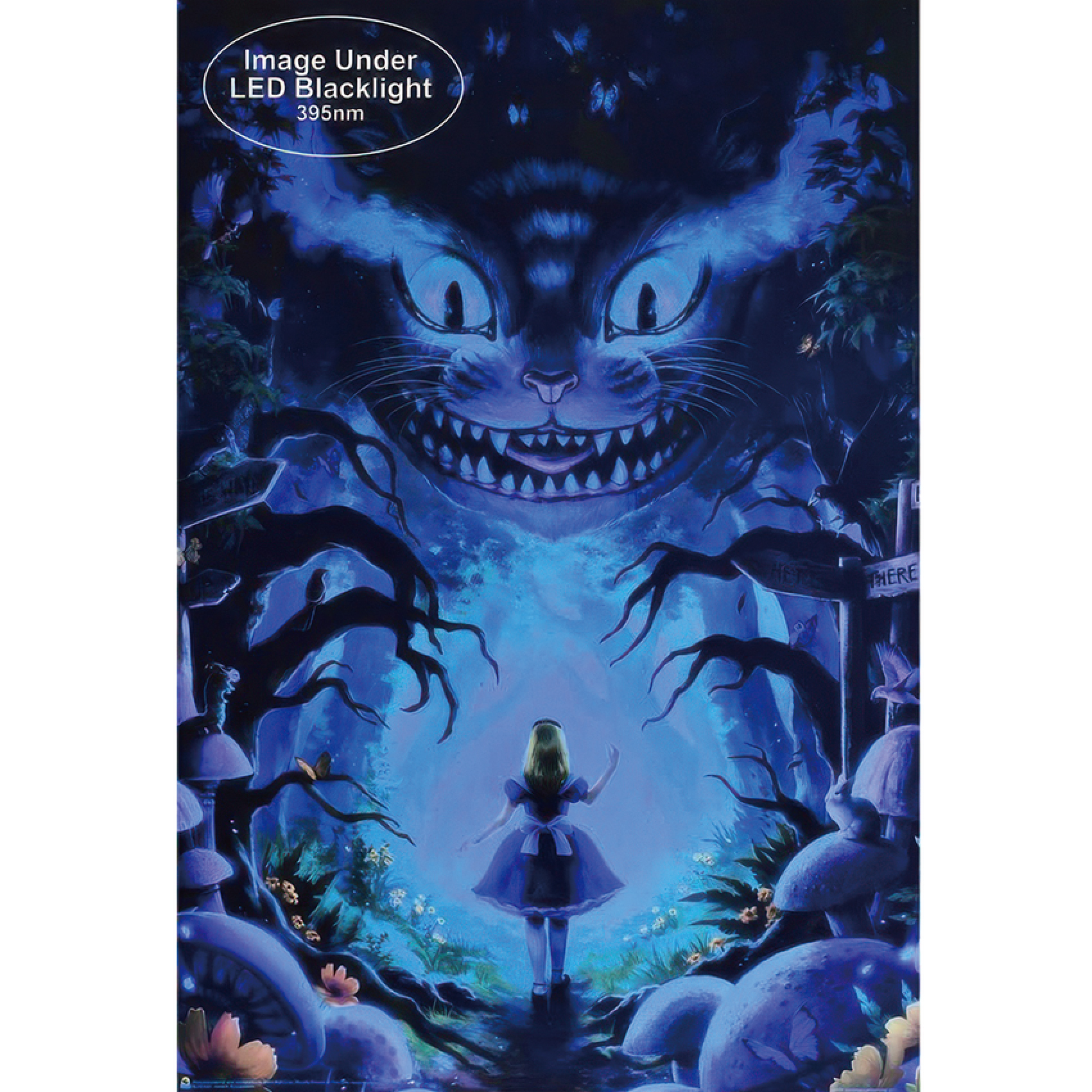 ALICE IN WONDERLAND MEETS THE CAT BLACKLIGHT(UV) POSTER