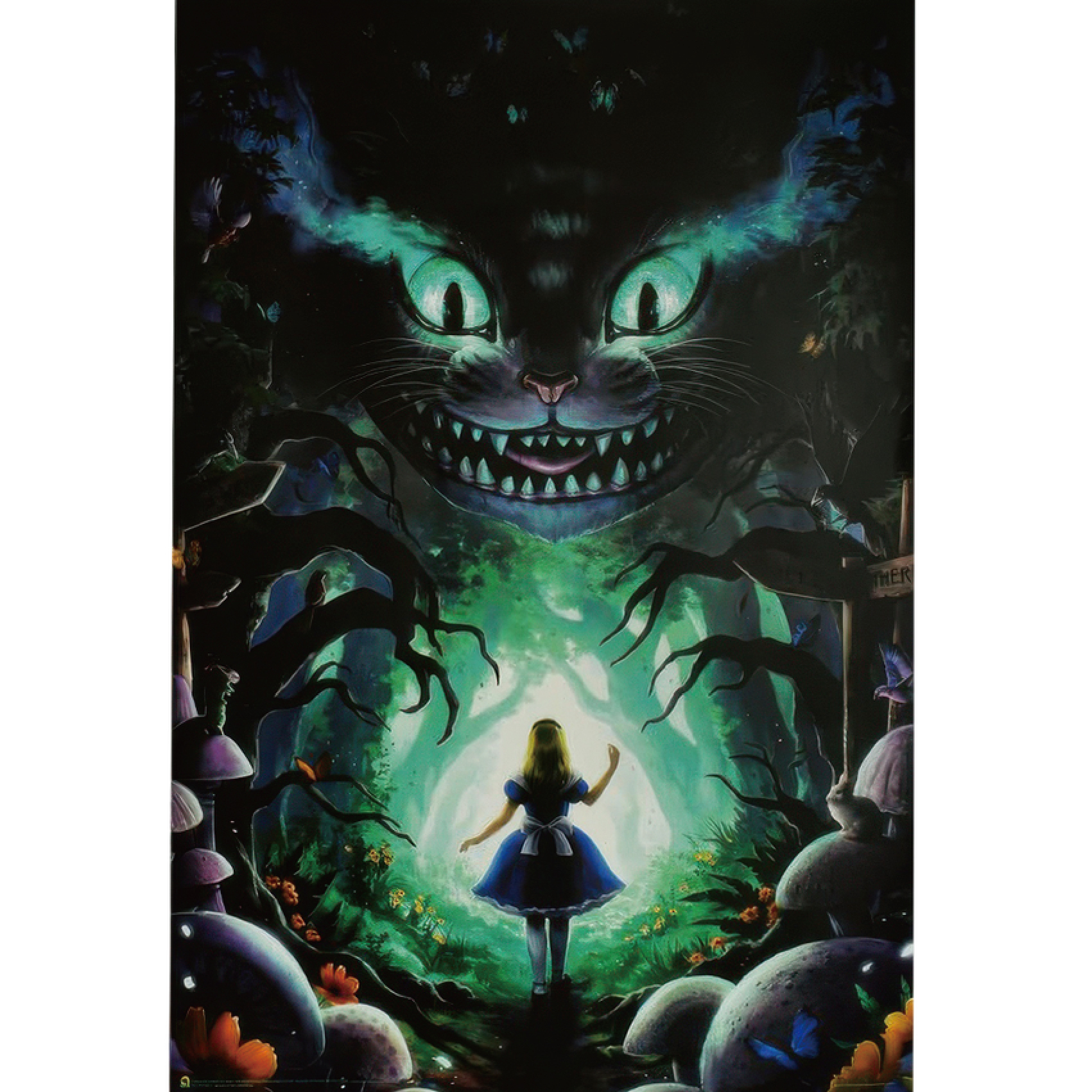 ALICE IN WONDERLAND MEETS THE CAT BLACKLIGHT(UV) POSTER