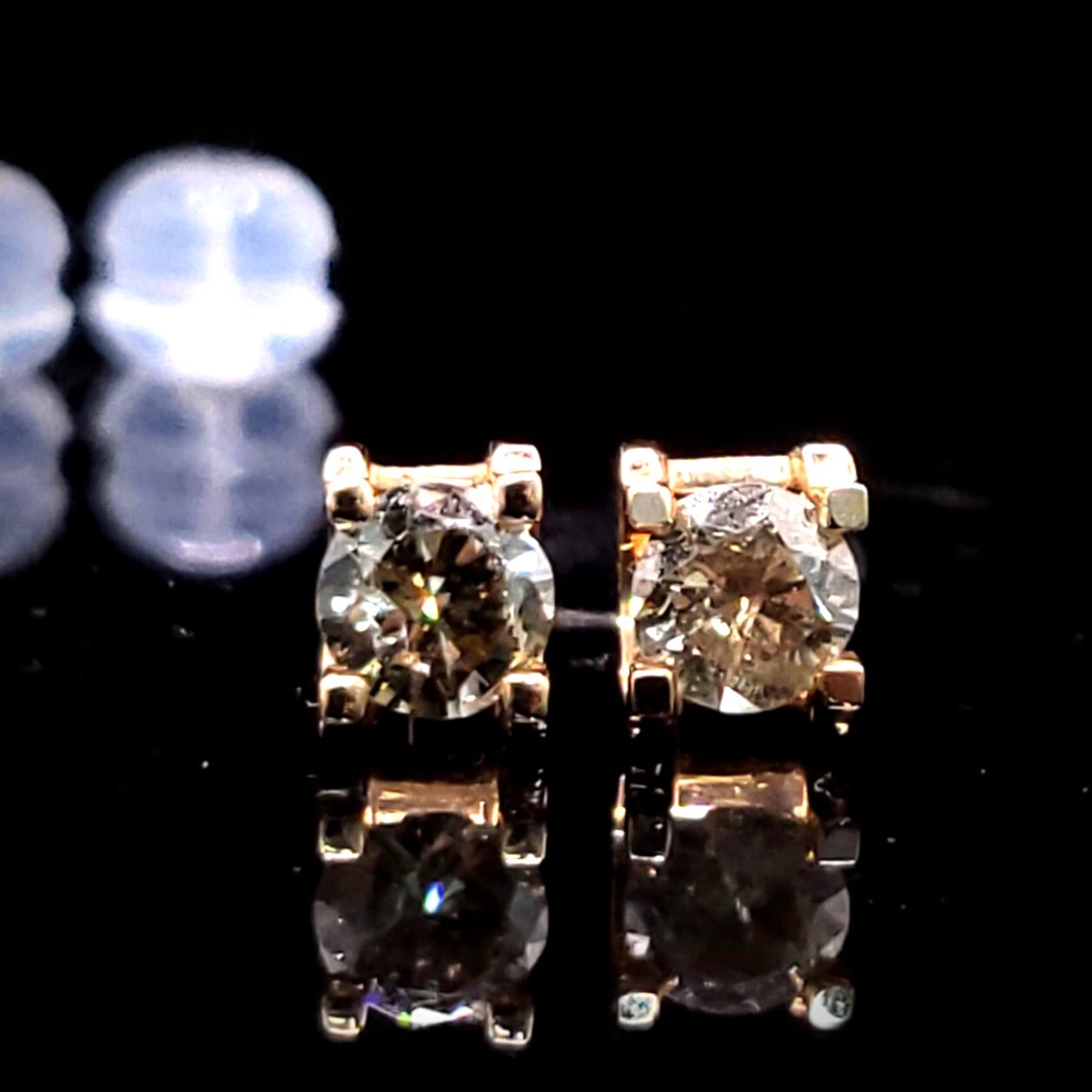 18K Rose Gold 0.48ct Light Brown Diamond Earrings