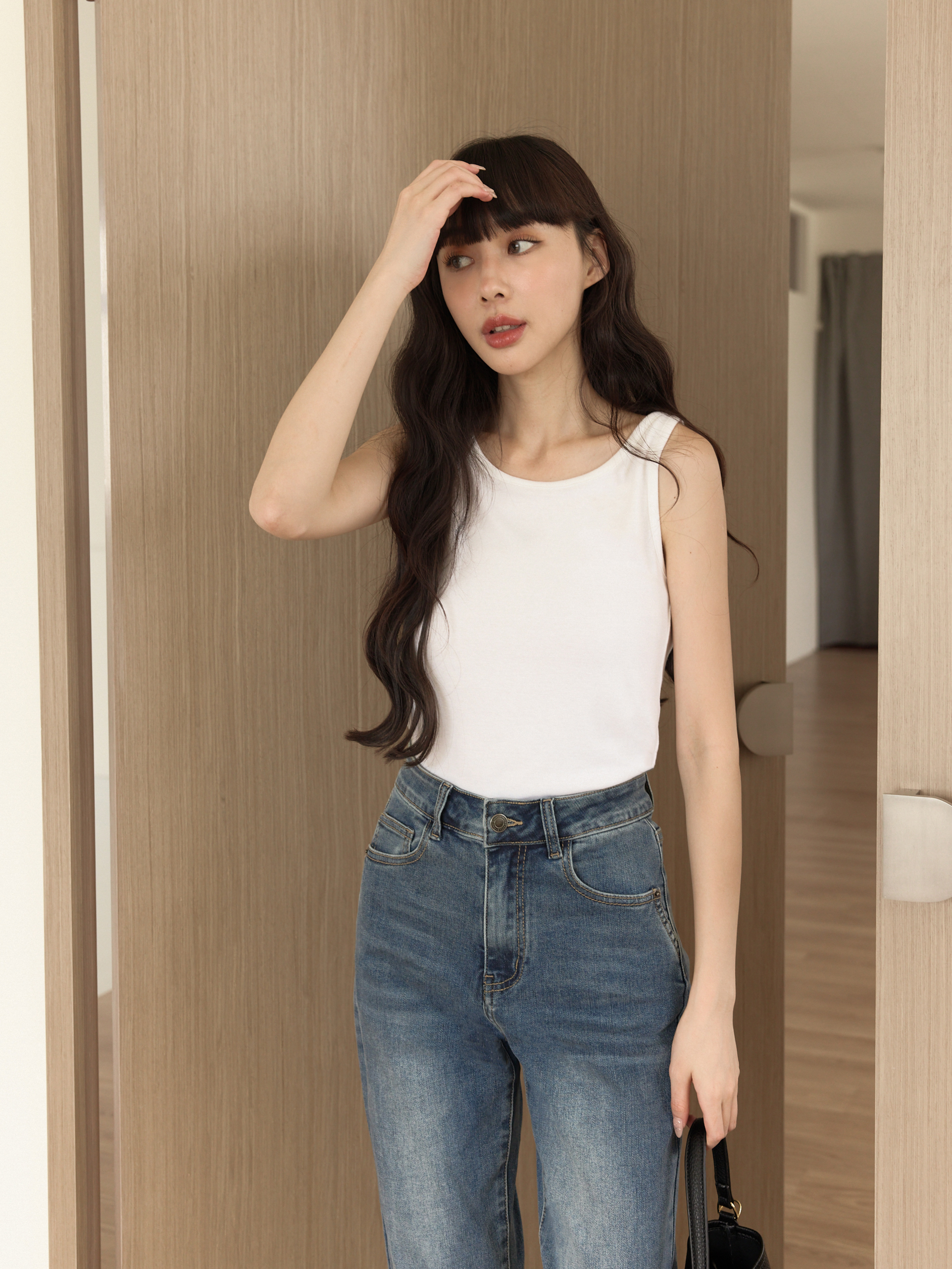 圓領柔軟親膚彈性背心