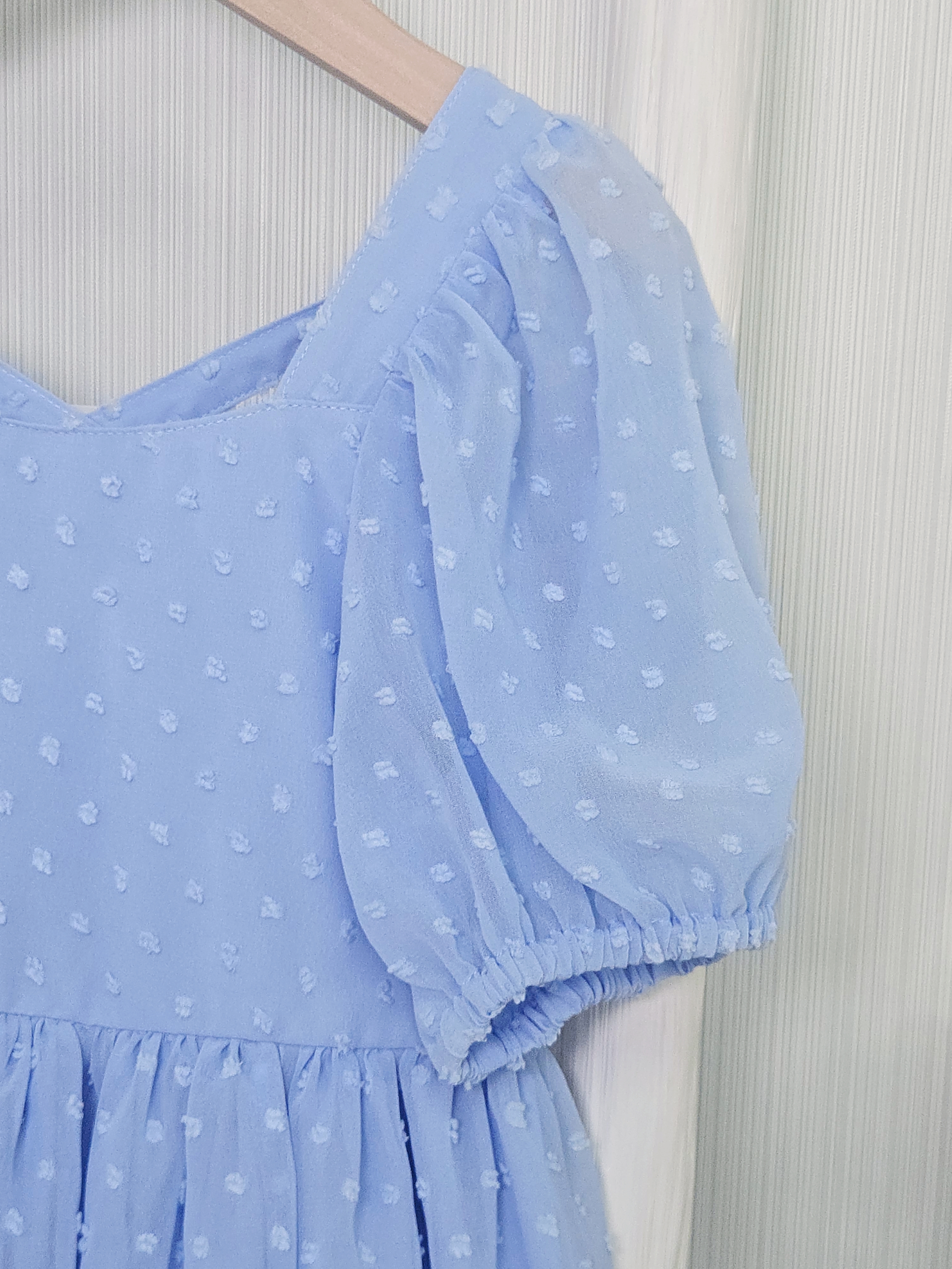 Annalise 粉藍色點點雪紡裙