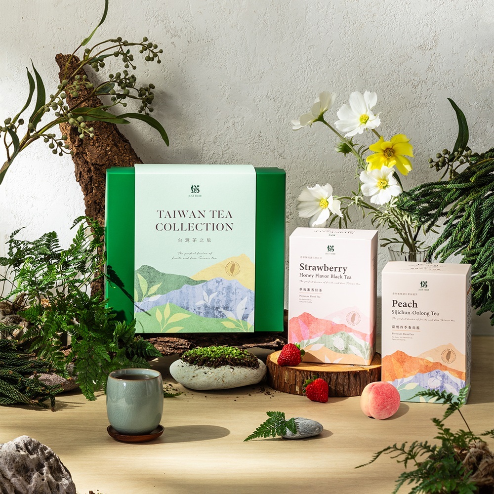 台灣茶之旅：甜桃四季春烏龍+草莓蜜香紅茶(附禮盒提袋)