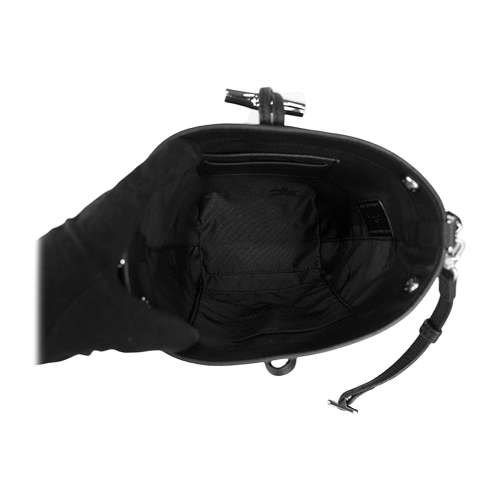 【LONGCHAMP】Roseau XS 竹節轉釦牛皮迷你二用水桶包(黑色) 10279 HFP 001