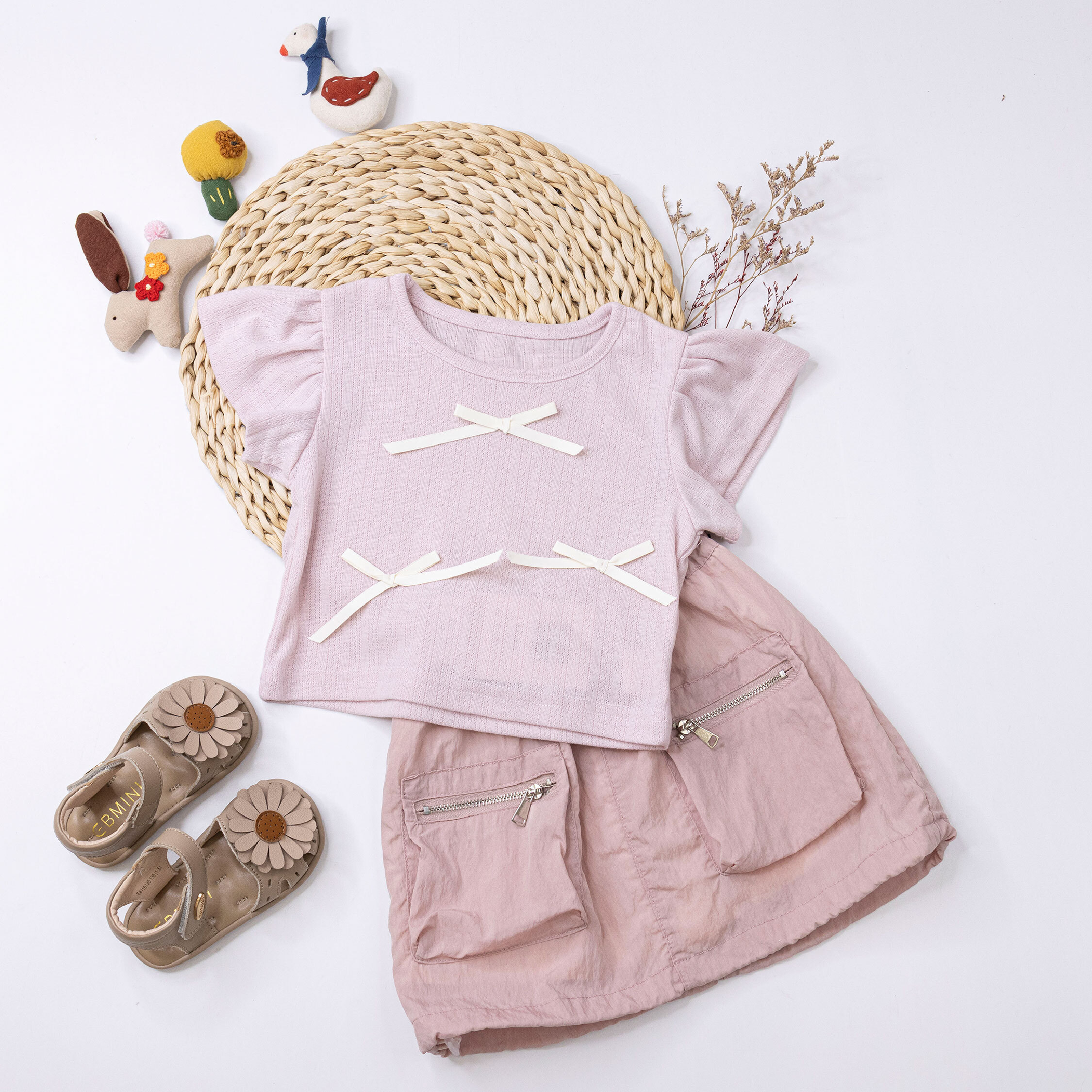 【H50254】質感蝴蝶結舒適親膚上衣/短T