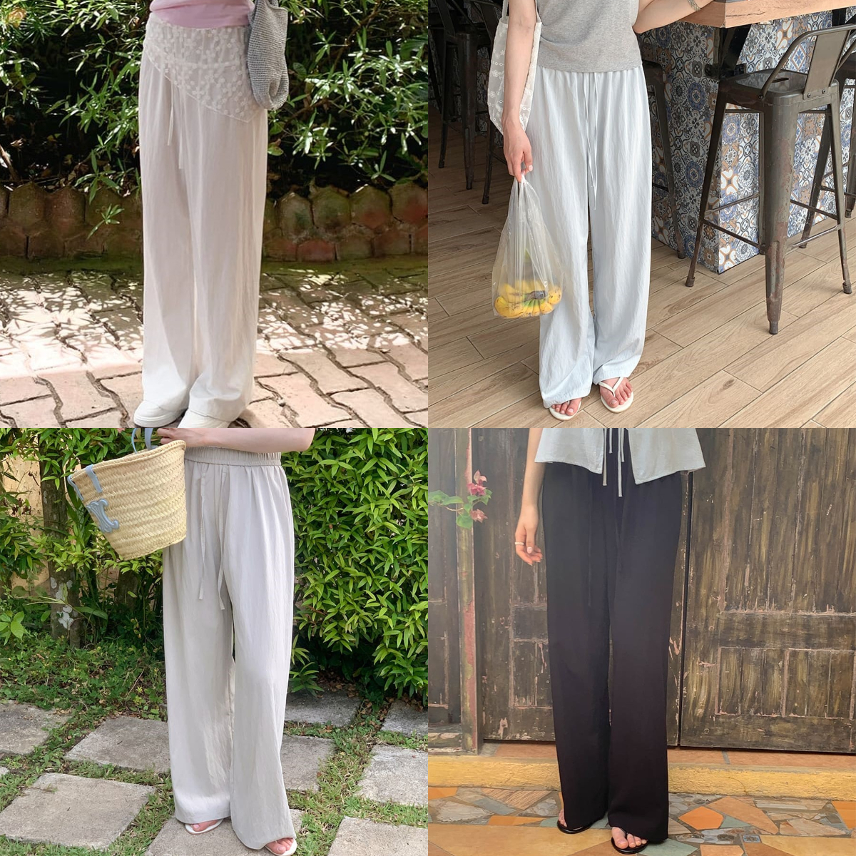 韓國Cherrykoko授權 夏令清爽直筒垂墜落地寬褲【MADE, CRKO】系列