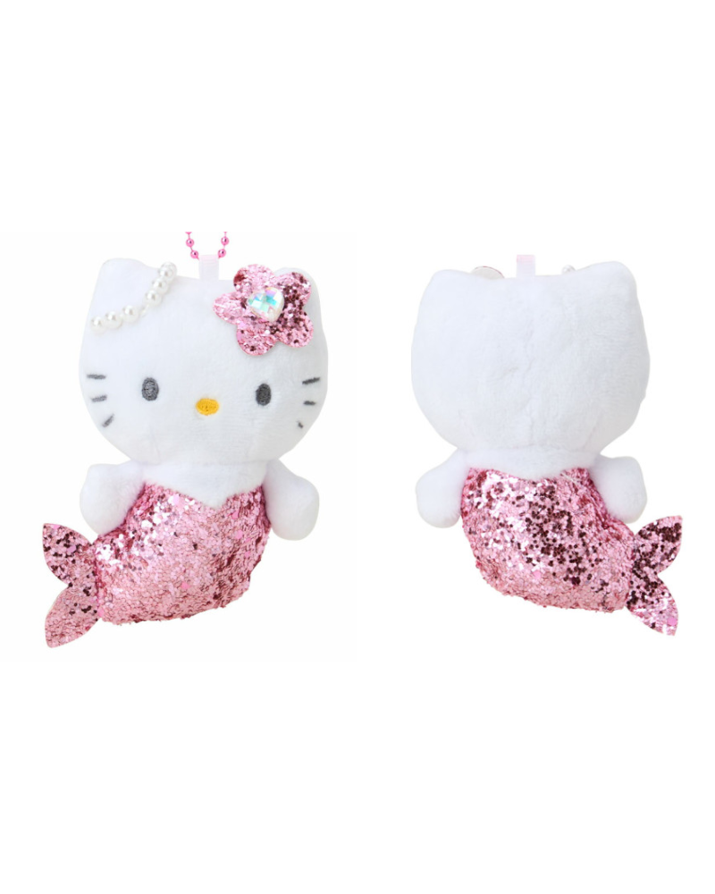 Hello Kitty 粉紅色閃亮美人魚毛公仔掛飾