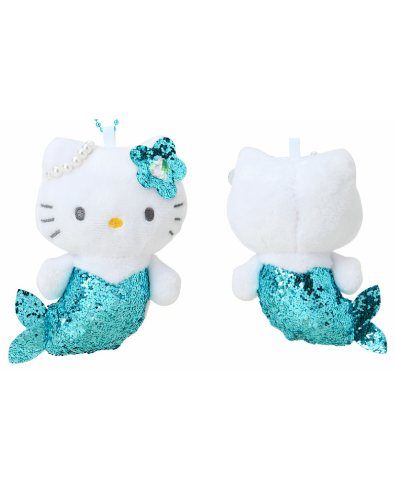 Hello Kitty 藍色閃亮美人魚毛公仔掛飾