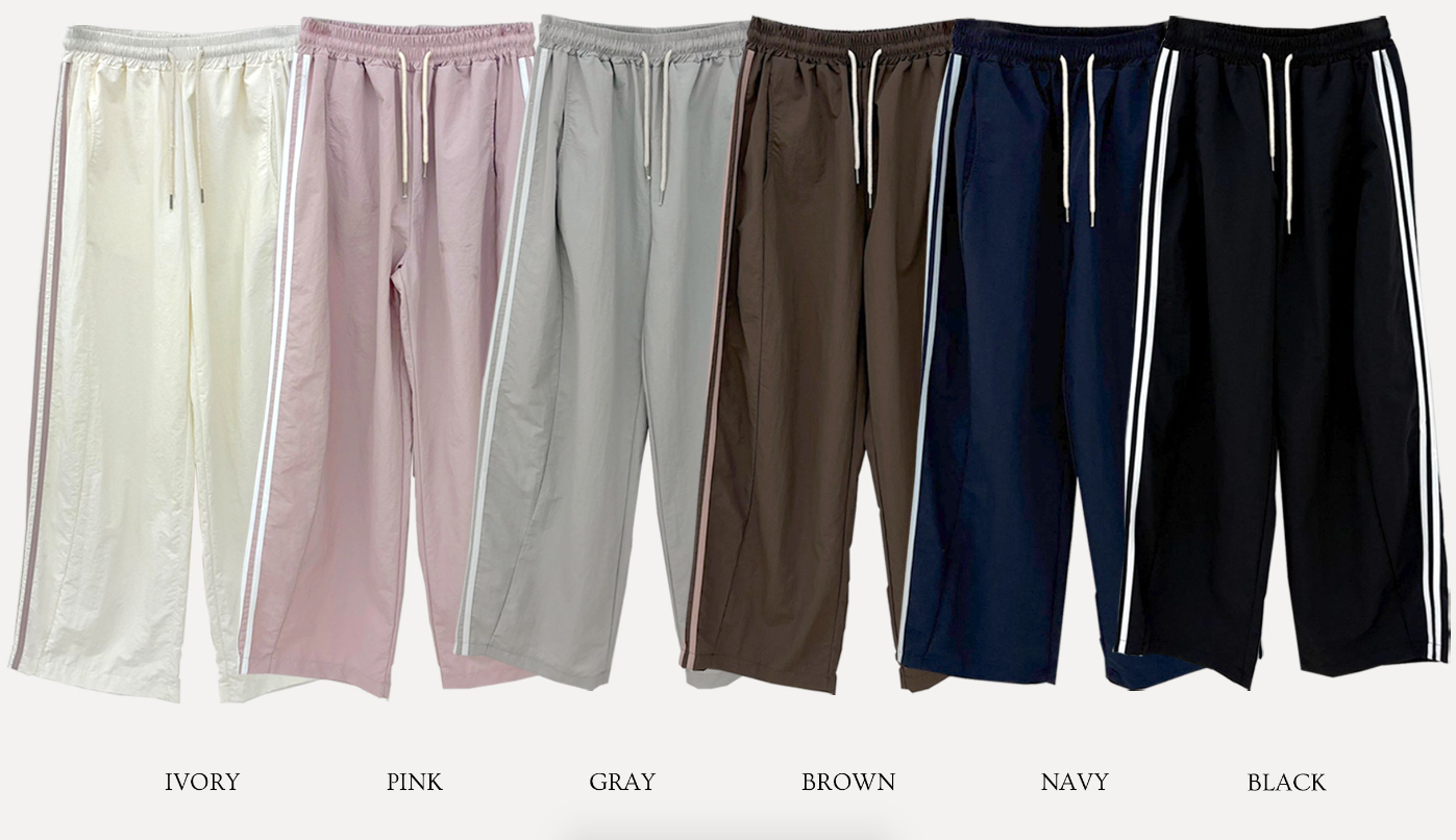 夏季預訂｜七色拼接尼龍沙沙長褲