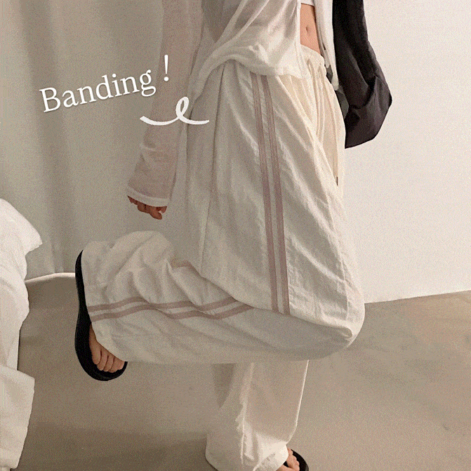 夏季預訂｜七色拼接尼龍沙沙長褲