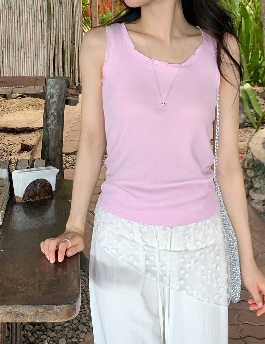 韓國Cherrykoko授權 微甜柔嫩寬紋荷葉邊背心【MADE, CRKO】系列