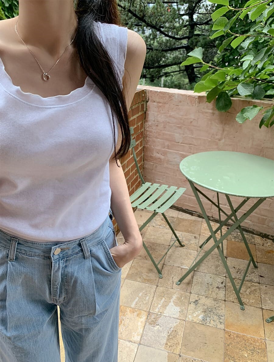 韓國Cherrykoko授權 微甜柔嫩寬紋荷葉邊背心【MADE, CRKO】系列