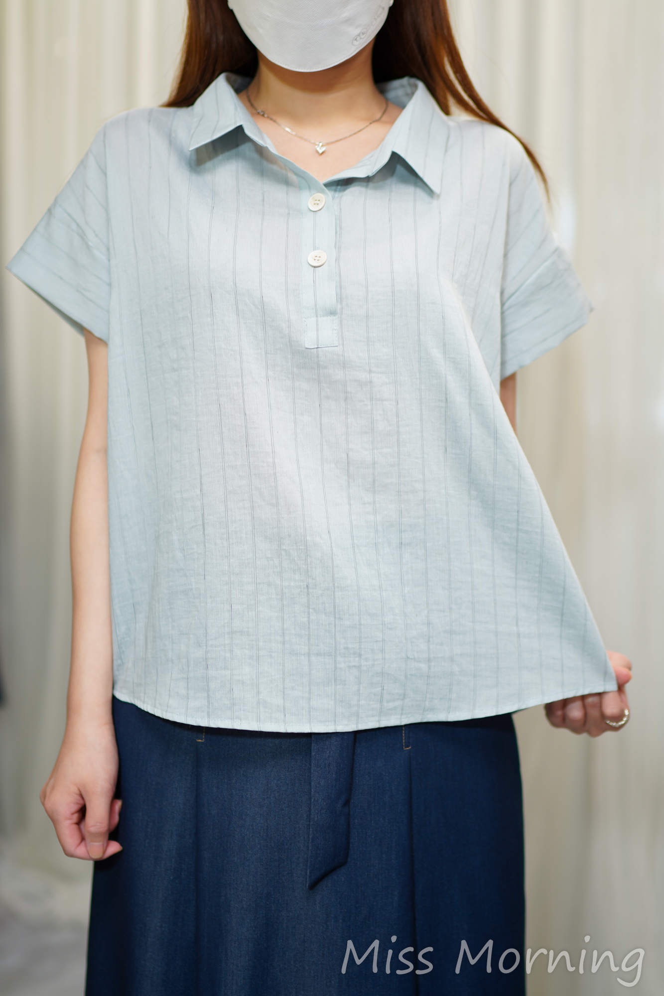 簡約唔揀人著顯瘦條子衫(14617)&抗皺力特強5分裙(33962)