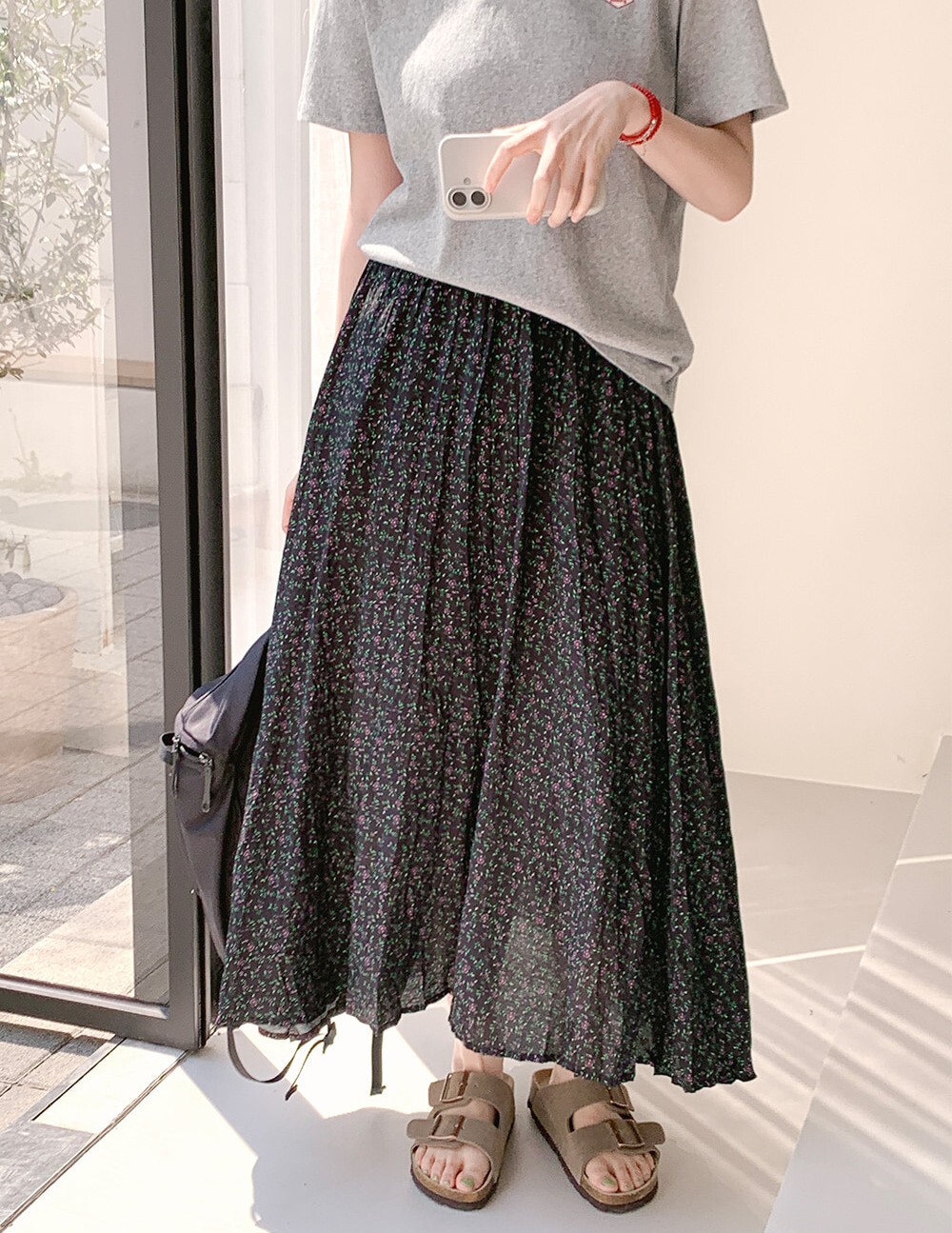 韓國grace muse授權 夏花紛紛飄逸褶皺碎花長裙【made muse】系列