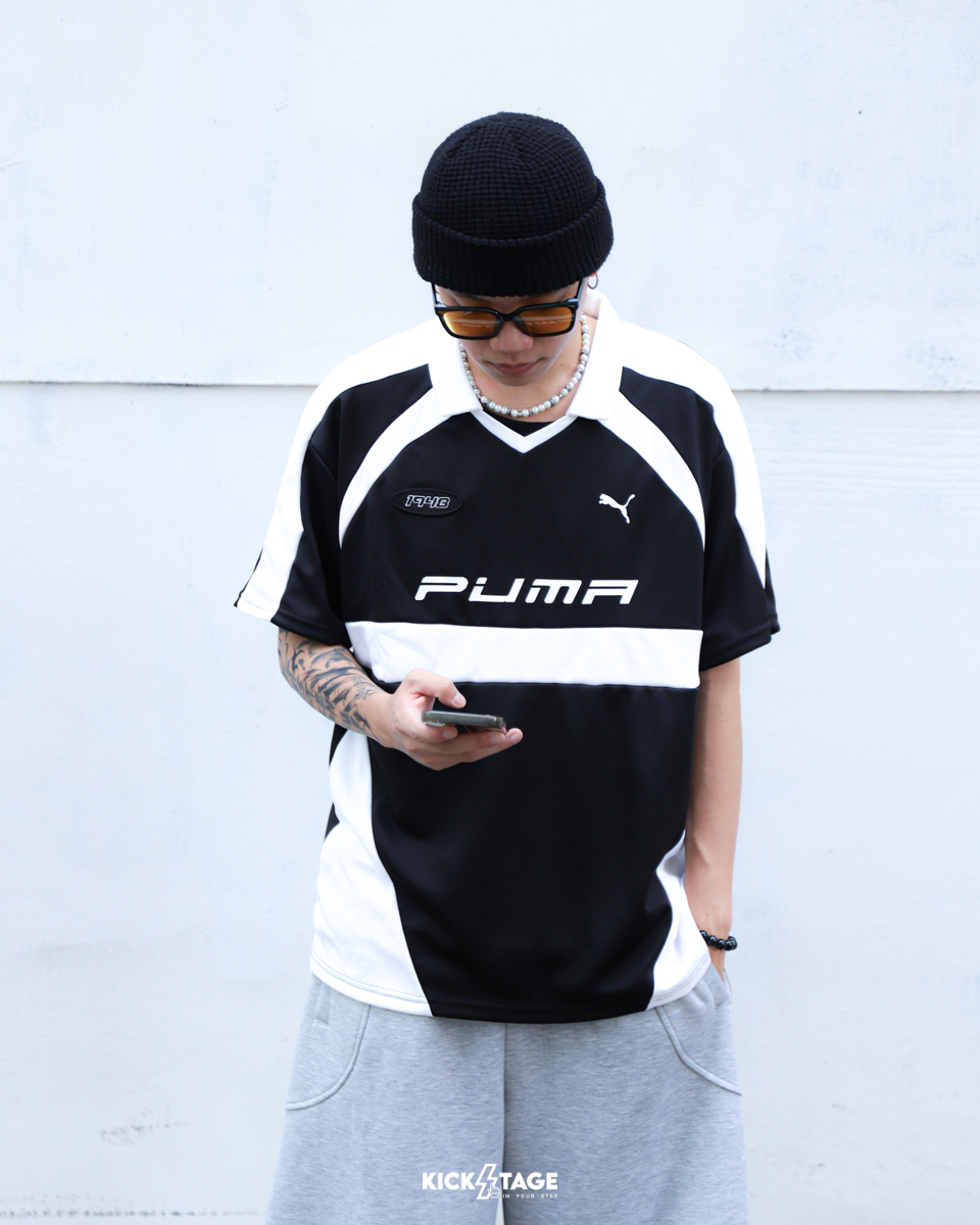 男女款 PUMA POLO 黑 白 Polo衫 短版 足球風 撞色 透氣 運動 休閒 短TEE【6312420】