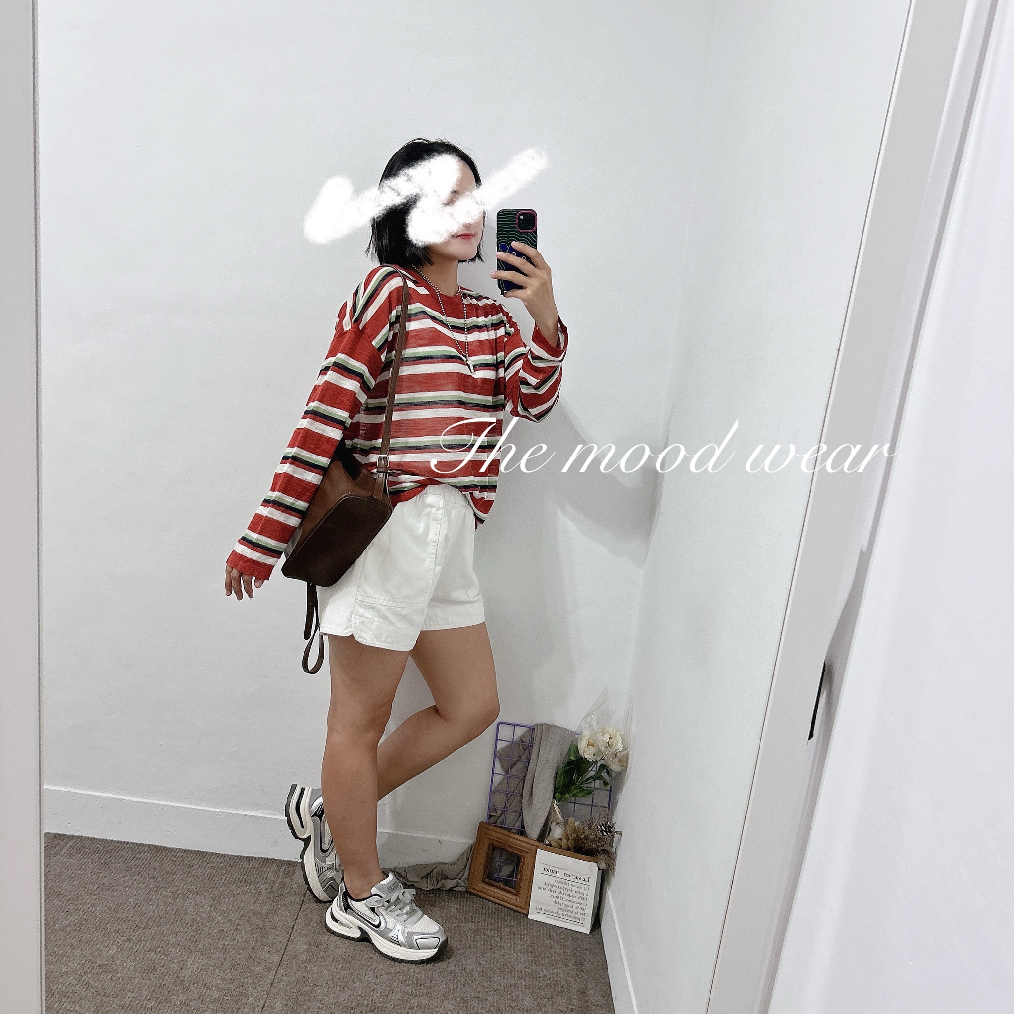 可愛配色條紋 防曬針織上衣(深藍/綠色/紅色)