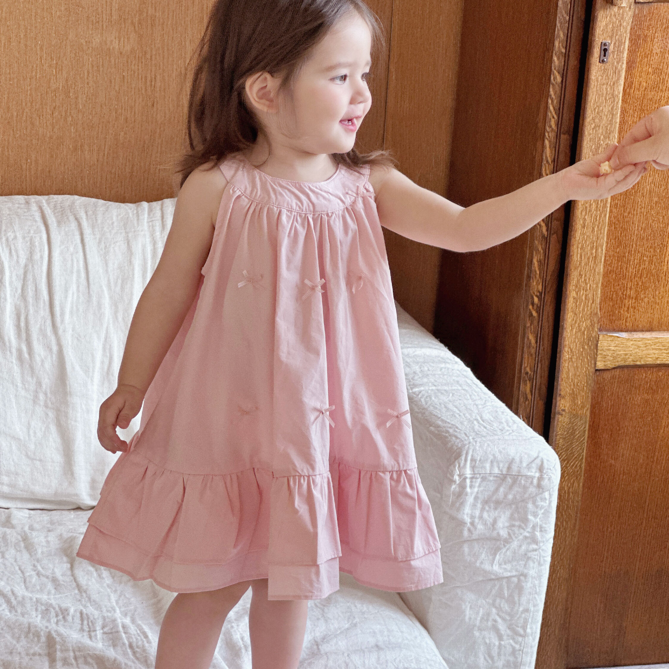 【H50275】氣質蝴蝶結裝飾削肩設計洋裝