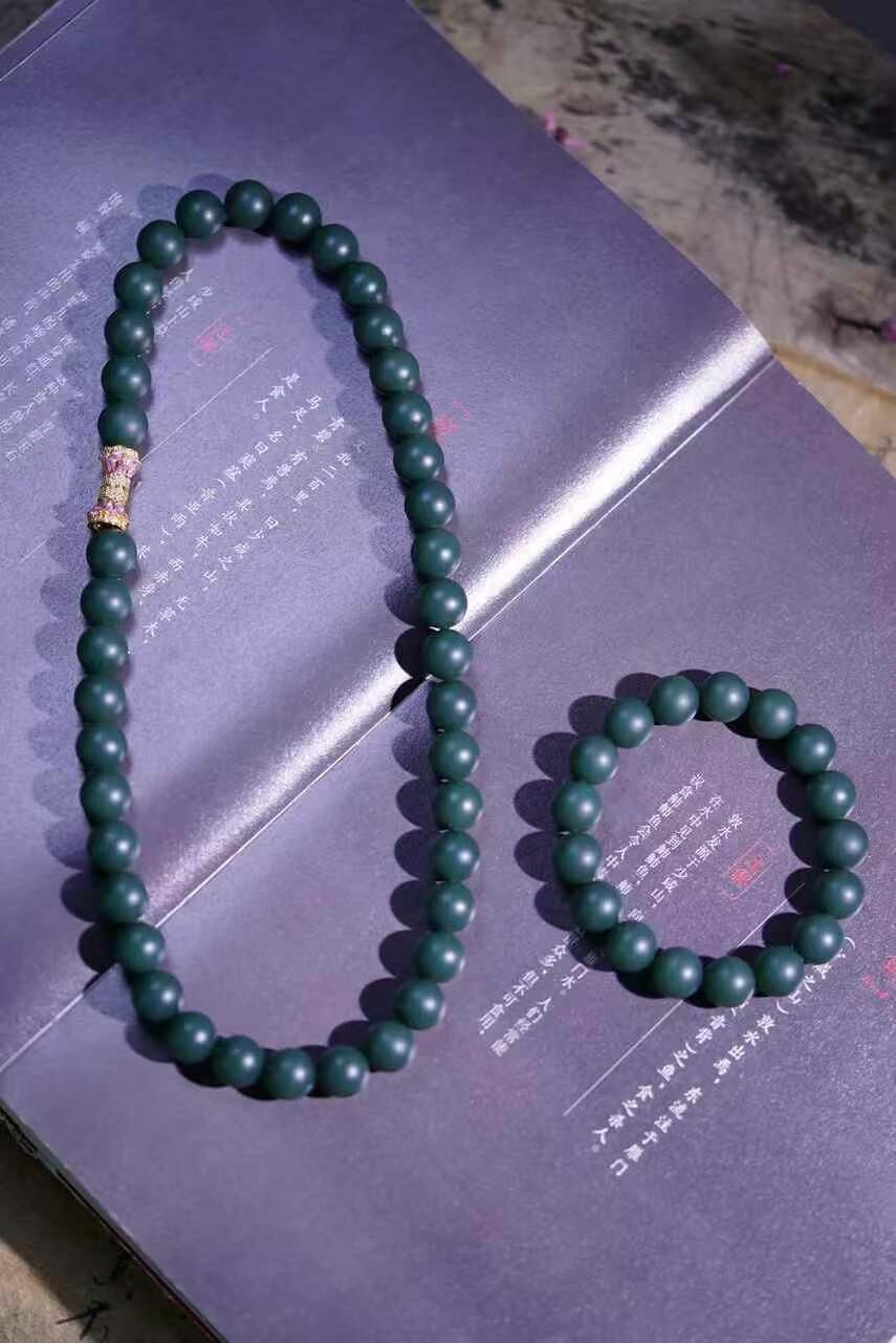 5979 和田玉青玉藍調手串項鏈 (12mm直徑)