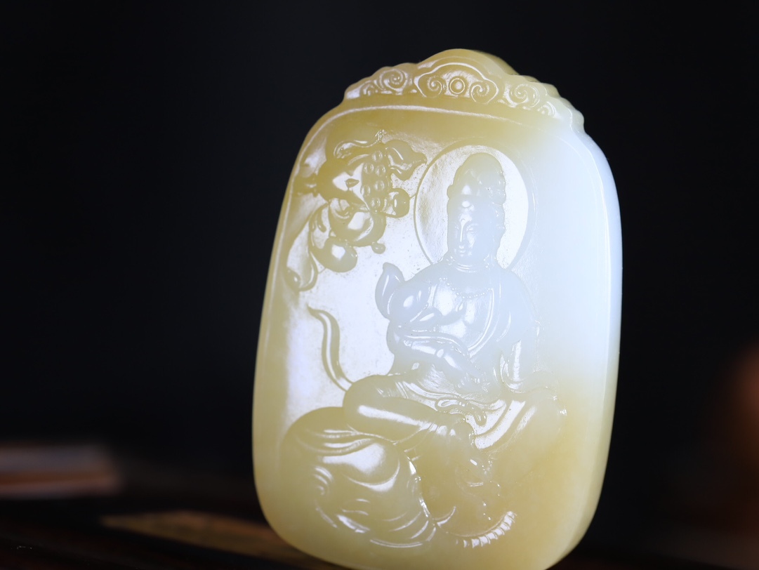 和田玉普賢菩薩,天然和田玉軟玉