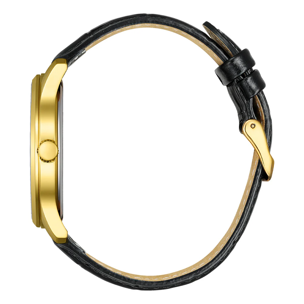 萬年鐘錶 - Citizen 星辰錶  石英機芯  簡約大三針黑面金框石英皮革款男錶 BH5002-02E  錶徑42MM