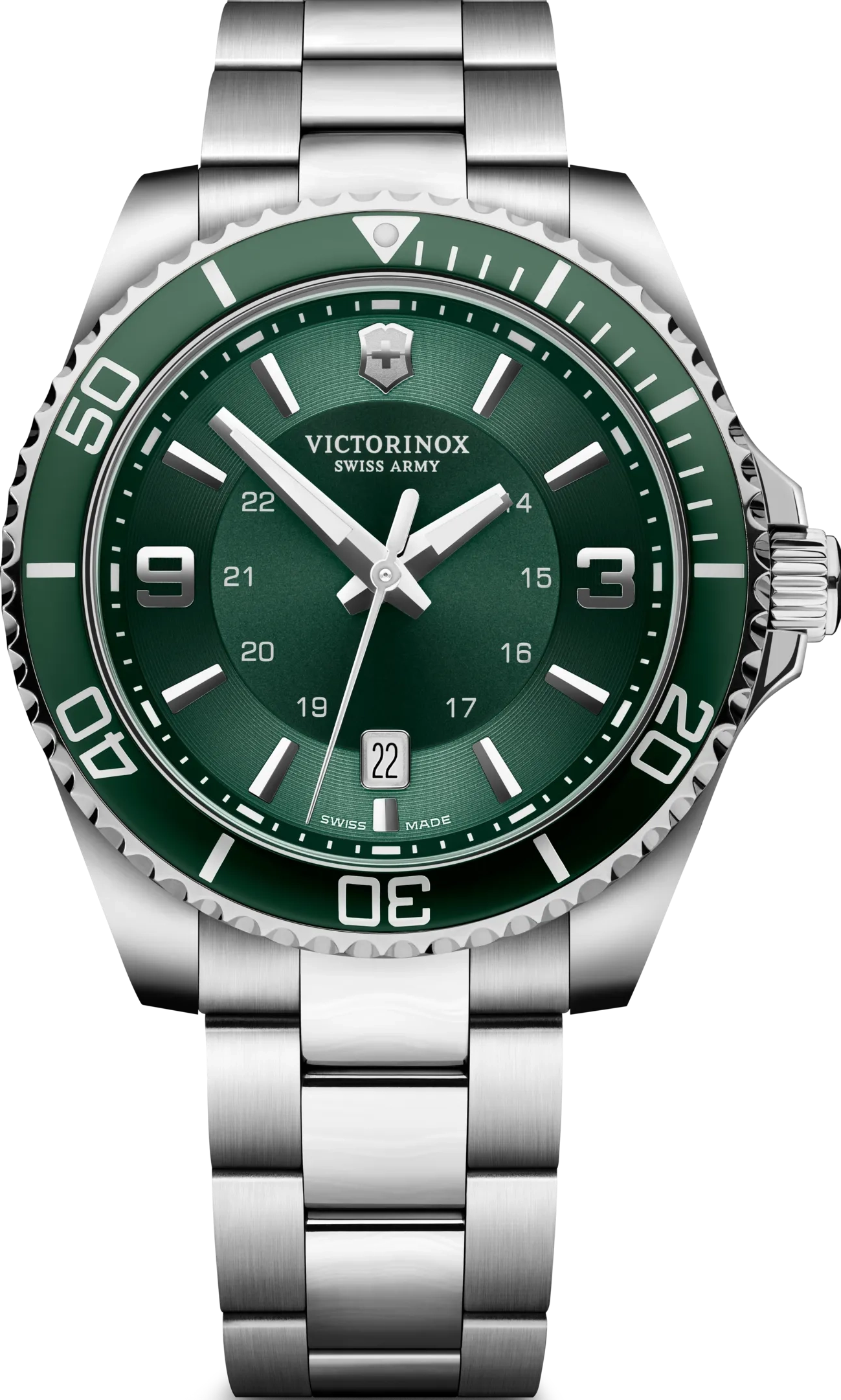 萬年鐘錶 - VICTORINOX SWISS ARMY 瑞士維氏  Maverick 經典綠面潛水石英機芯男錶  241934   錶徑 : 43mm