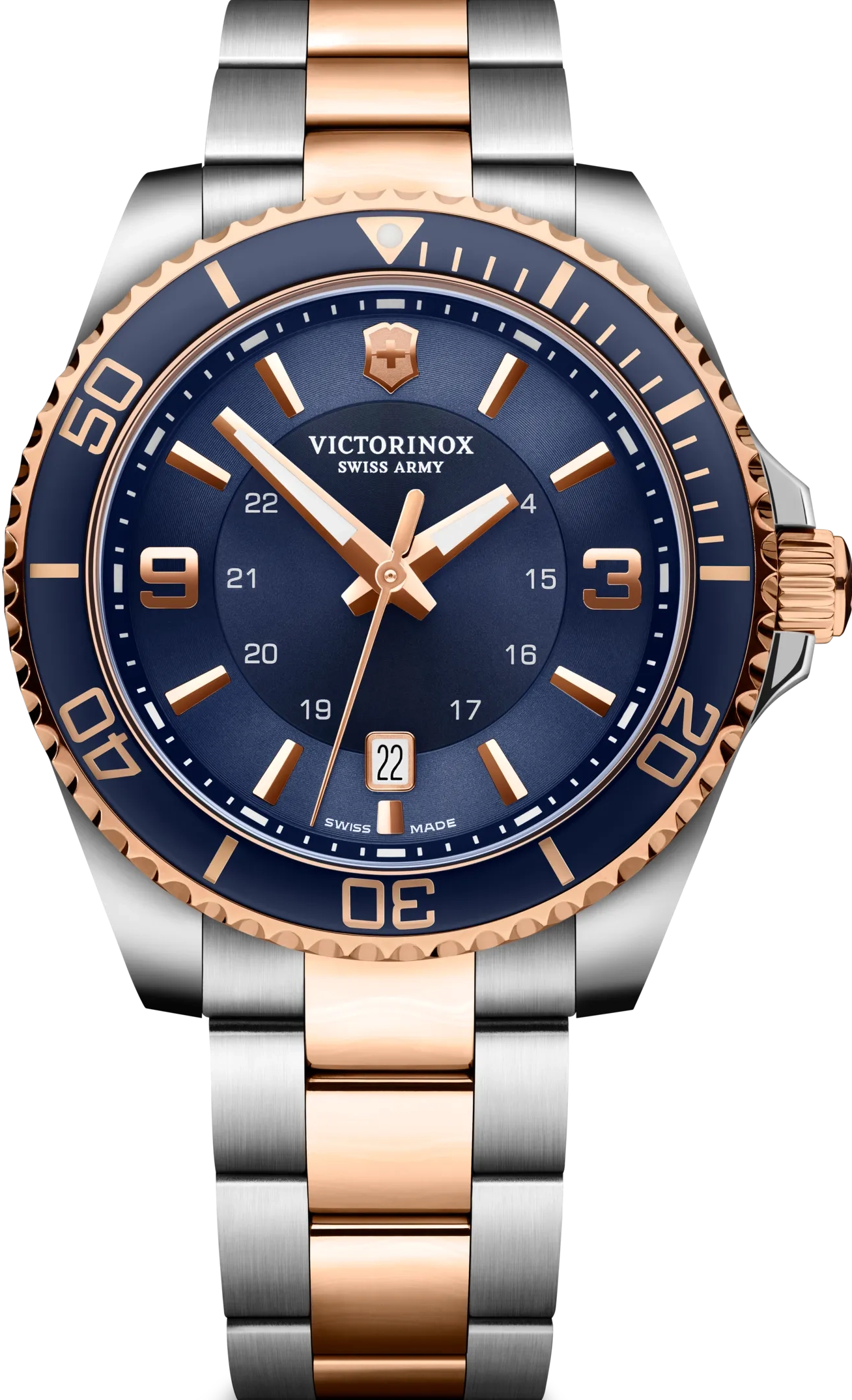 萬年鐘錶 - VICTORINOX SWISS ARMY 瑞士維氏  Maverick 經典藍面潛水石英機芯男錶 241950 錶徑 : 43mm