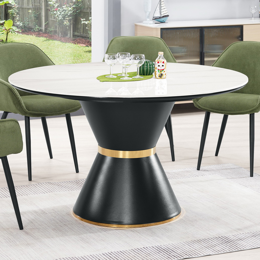 凡森4.3尺岩板圓形餐桌/造型底座餐桌